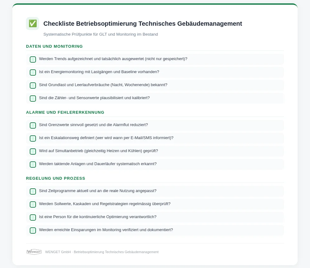 Checkliste Technisches Gebäudemanagement