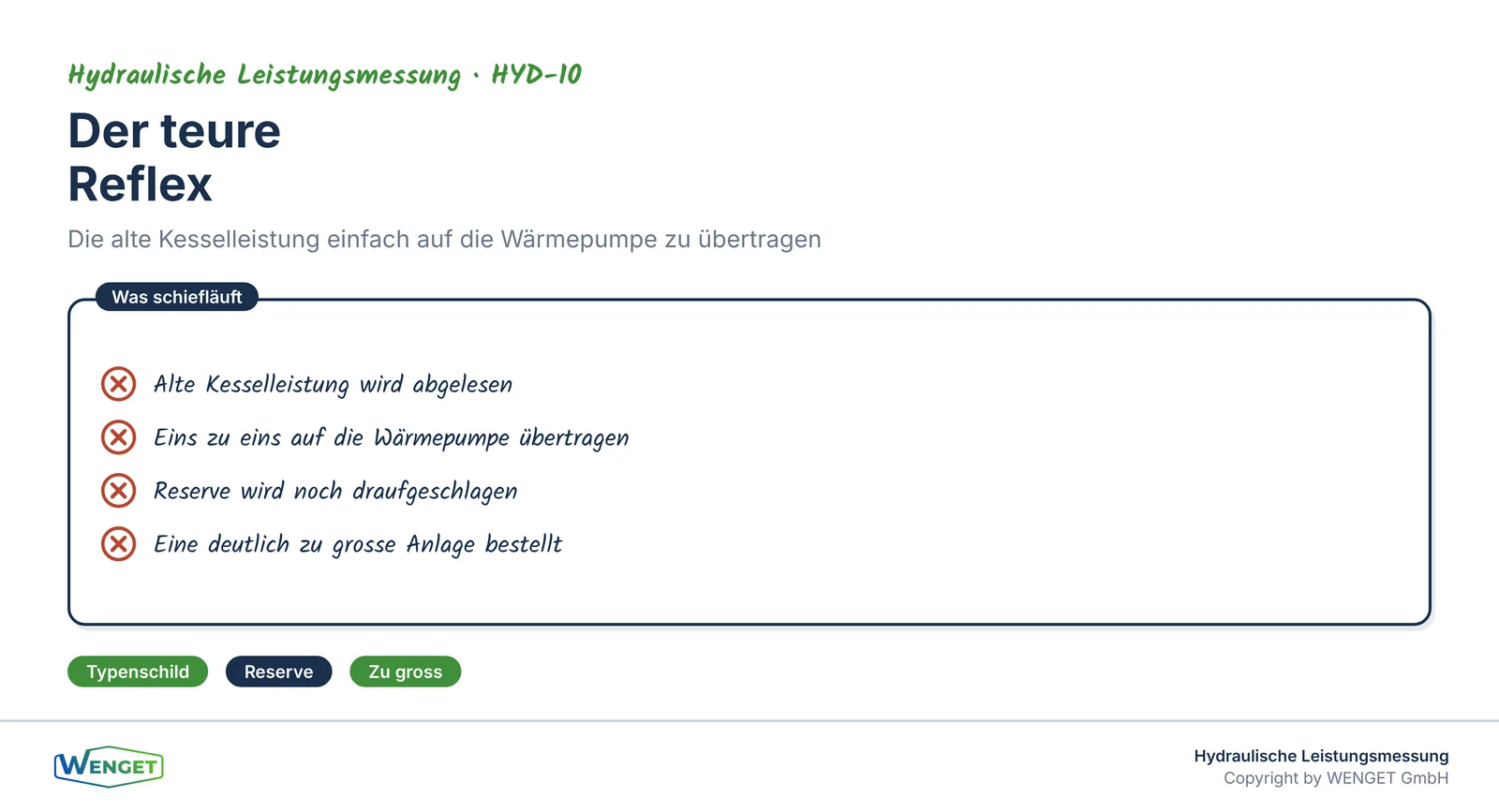 Der teure Reflex: die alte Kesselleistung einfach auf die Wärmepumpe übertragen