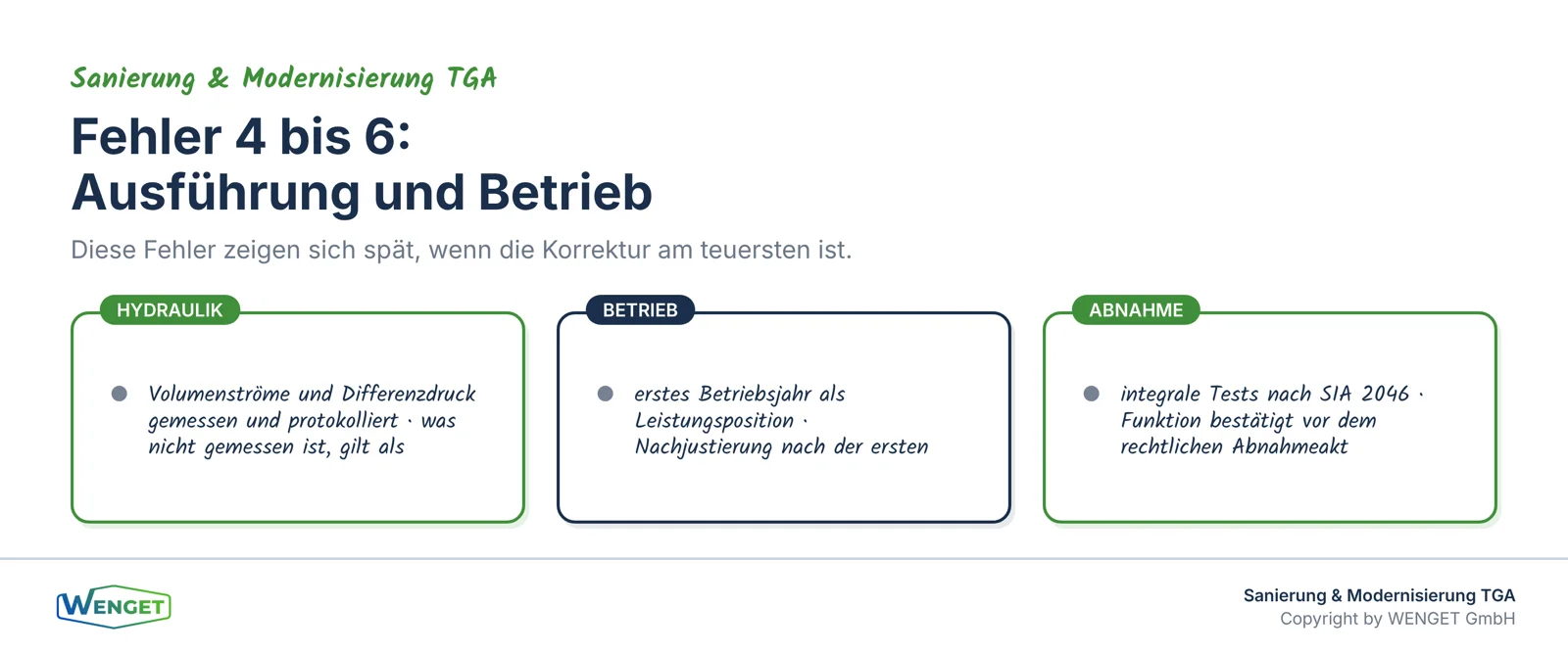 Fehler 4 bis 6 zeigen sich erst in Ausführung und Betrieb.